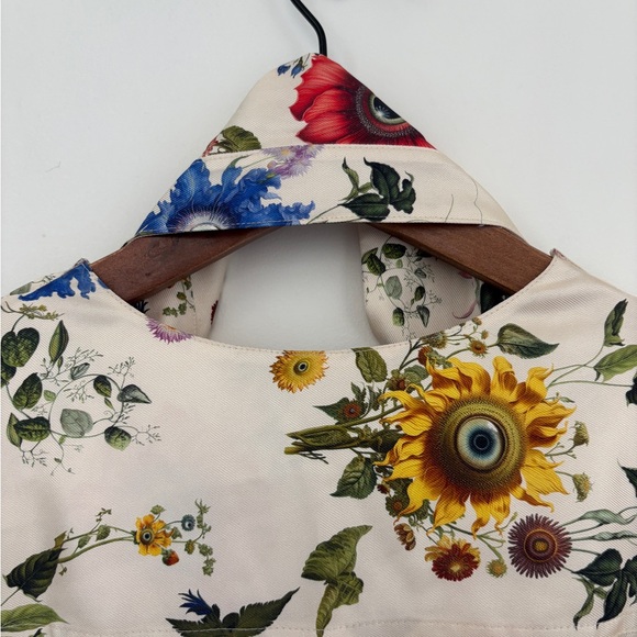 NWOT MONSE Floral Long Sleeve Dress - Cream, Red, Blue 100% silk - Picture 8 of 10